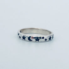 Load image into Gallery viewer, Silver star and moon Ring - Sterling Silver Stacking Ring