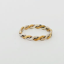 Load image into Gallery viewer, Two Toned Braid Band Ring- Sterling Silver and Gold Filled - Gold Stacking Ring