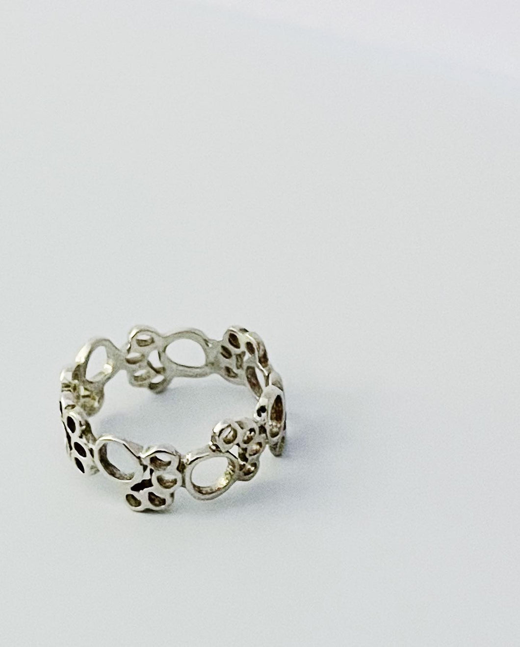 Paw Print Ring - Sterling Silver Stacking Ring