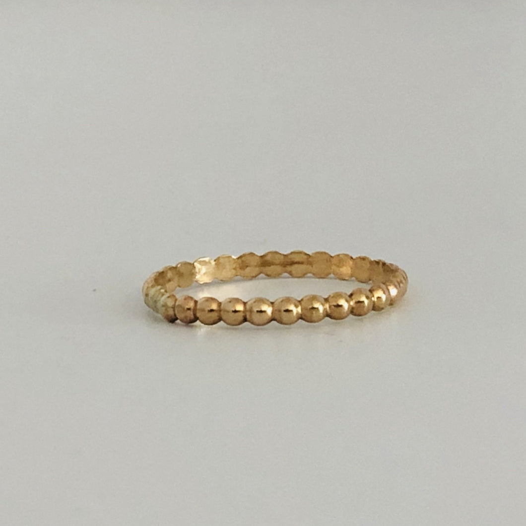 Gold Filled Beaded Band Ring - Gold Bead Stacking Ring
