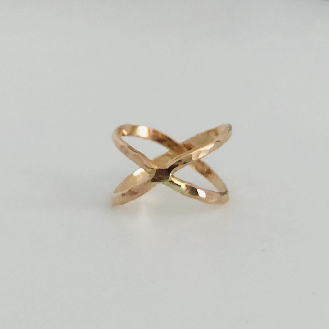 Gold Filled Cross X Ring