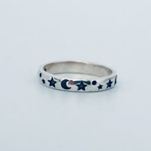 Load image into Gallery viewer, Silver star and moon Ring - Sterling Silver Stacking Ring
