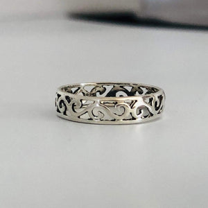 Silver Wave Ring - Sterling Silver Stacking Ring