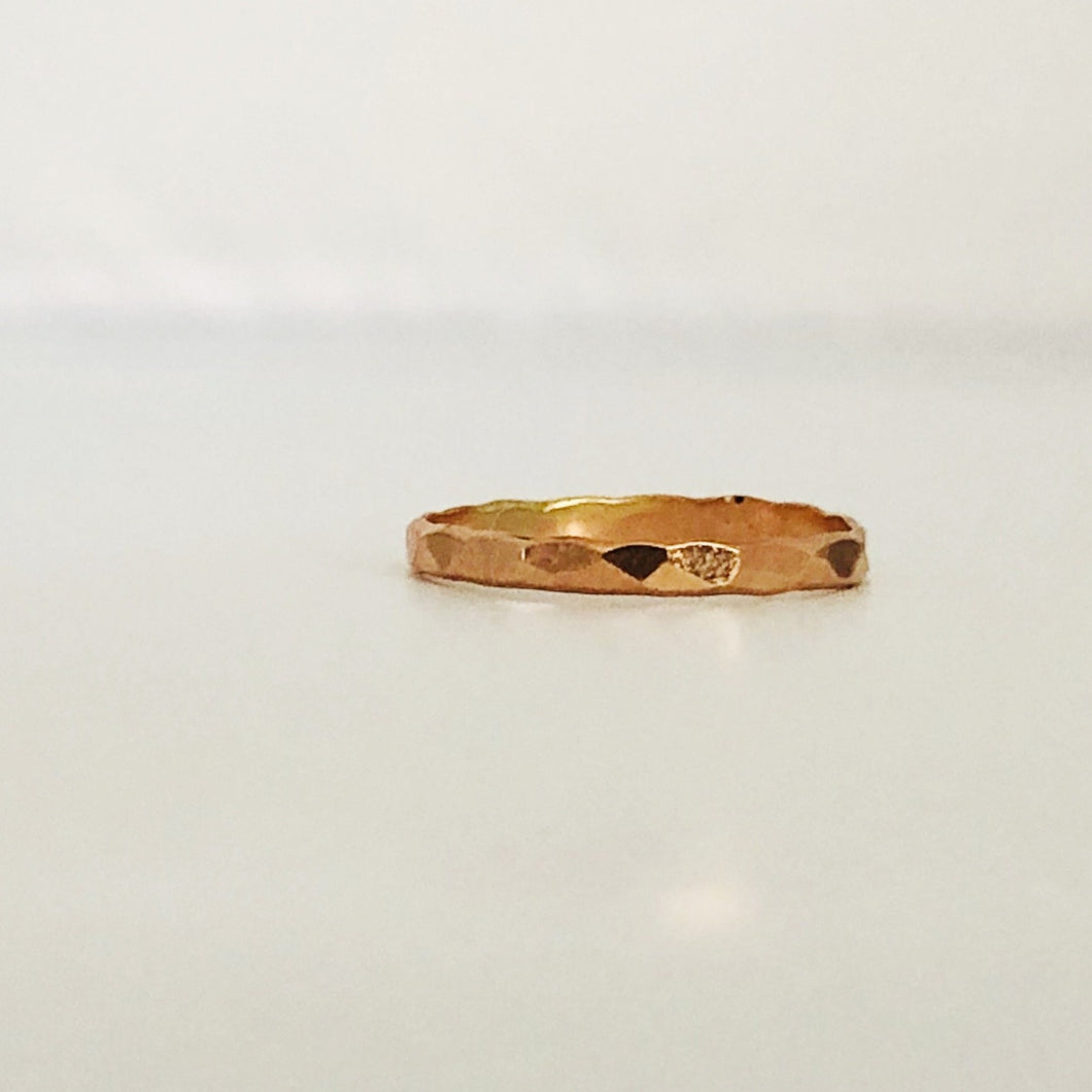 Rose Gold Filled Diamond Cut Band Ring - Rose Gold Stacking Ring