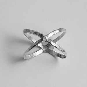 Sterling Silver Cross X Ring